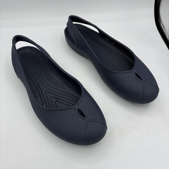 Crocs Shoes Womens Size 10 Comfort Slingback Flats Ballet Navy Bl Olivia II Casu - Picture 1 of 11